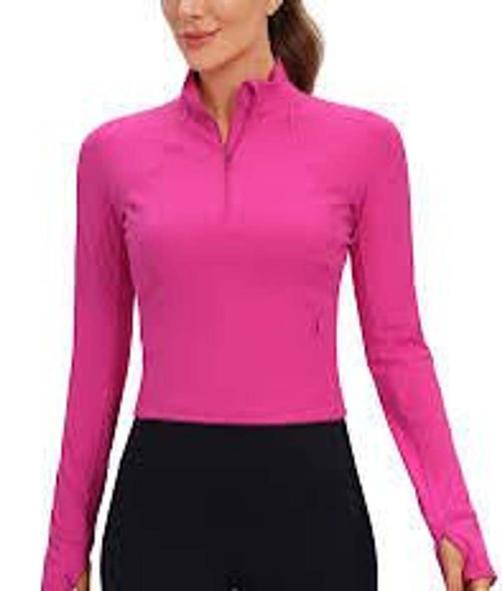 CRZ YOGA Butterluxe Cropped Half Zip Pullover in Fuchsia